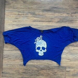 bebe Royal Blue Skull Graphic Tee